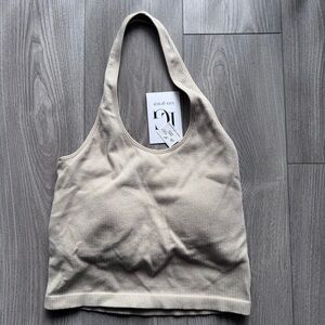 Lola Grace Beige Ribbed Sports Bra Size S/M
